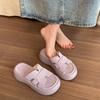 Niche personalized pink and purple thick-soled one-word slippers women's summer wear 2025 new soft-soled versatile Roman cool slippers