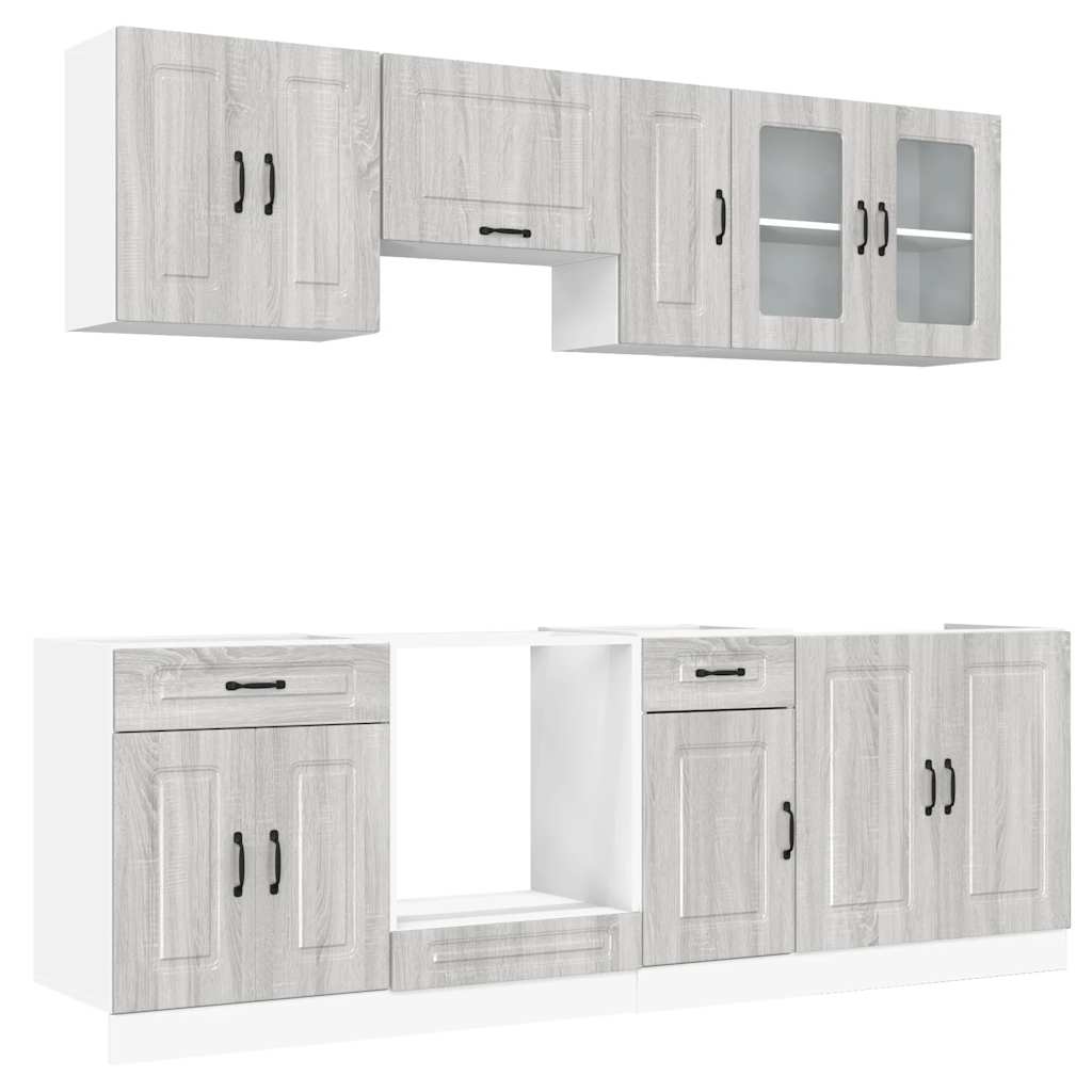 8 Piece Kitchen Cabinet Set Kalmar Grey Sonoma Wood Based Panel