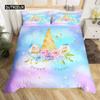 Girls Cute Unicorn Duvet Cover Set Cartoon Animal Bedding Set Microfiber Floral Star Quilt Cover Twin King For Kids Teens Room