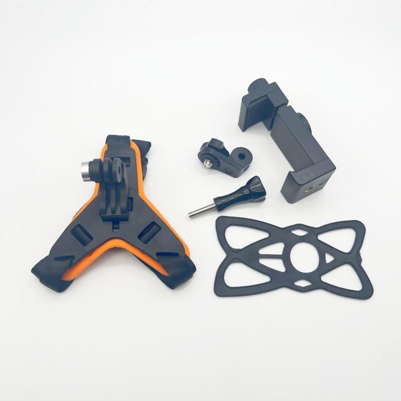 5 in 1 Kits Motorcycle Helmet Chin Mount Holder Rotatable Mobile Phone Strap with Silicone for Hero Sports Action Camera