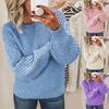 Women's Long-Sleeve Round Neck Cable Knit Pullover Sweater – European & American Fashion