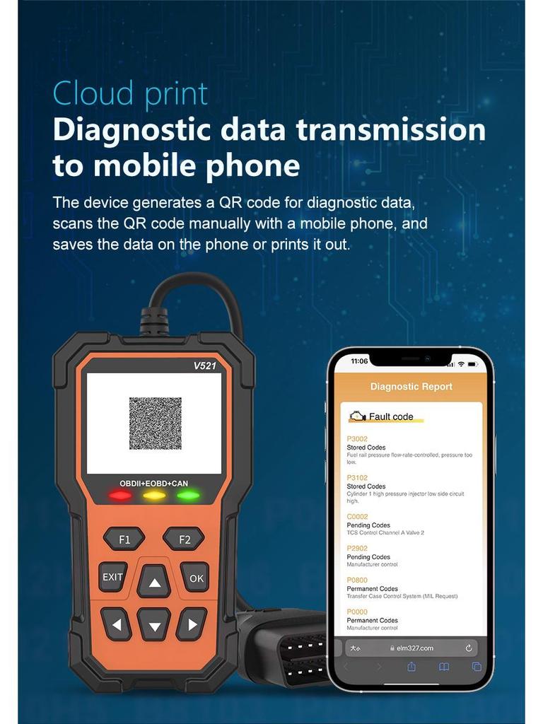 V521 Многофункциональный диагностический инструмент OBD для автомобиля