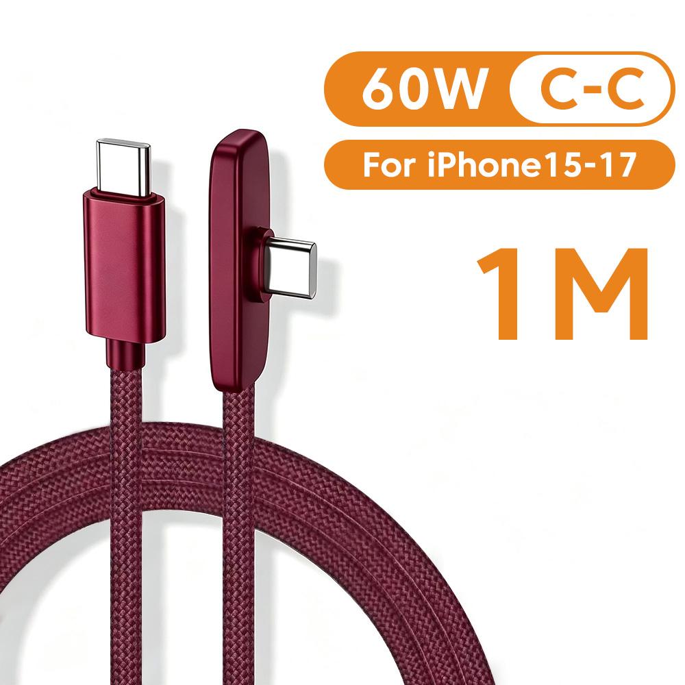 100W USB to Type C Fast Charging 90° Elbow Data Cable PD USB C Super Charging Game Cable for Samsung S23 S22 Huawei POCO Realme
