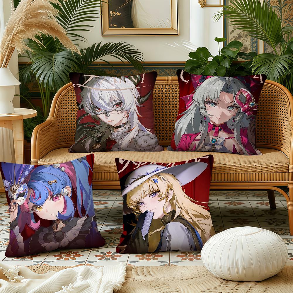 Wuthering Waves Rinascita cushion cover Pillow Case Plush Fabric Soft Double Sided Print Sofa Cushion Cover Throw Pillow Covers