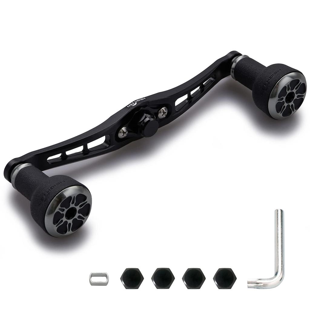 HEIGHTEN Baitcasting Reel Handle with 24mm TPE Compatible with and Abu Garcia Baitcasting Reels Black Gunmetal 120/92mm Knob, Shimano, Daiwa, (120mm -