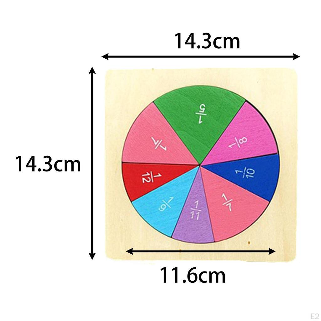 Wooden Math Learning Toys Education Fraction Circles Manipulatives Color Sorting Teaching
