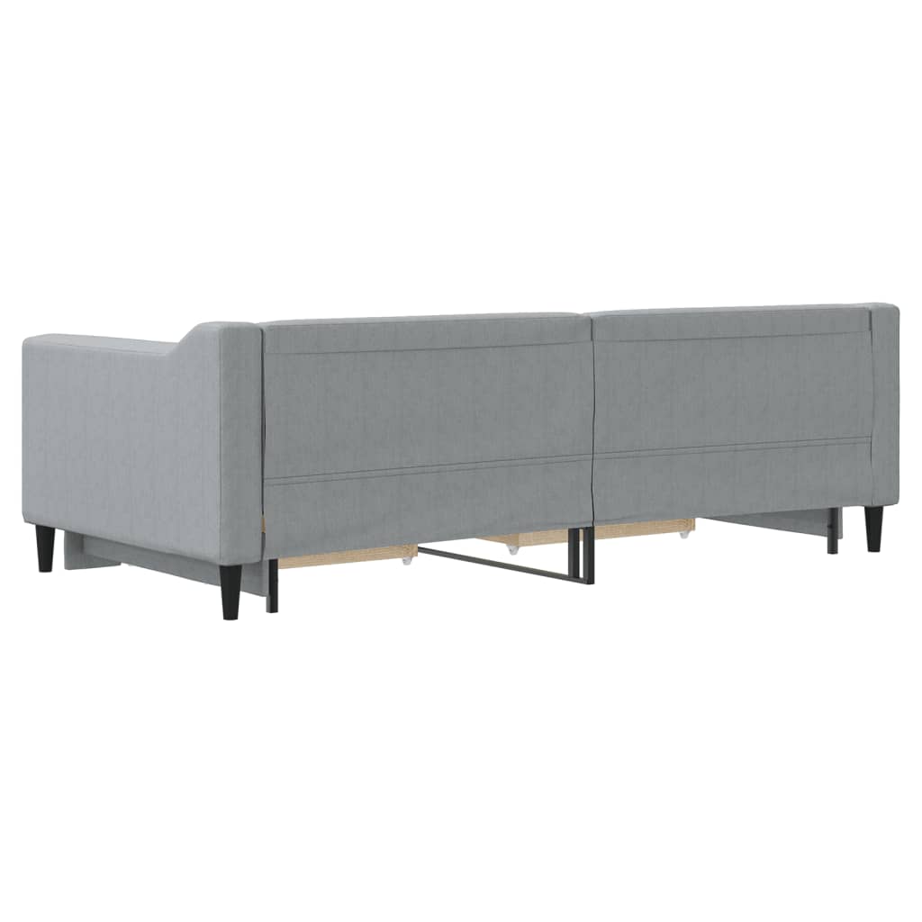 Extendable Daybed with Drawers Light Grey 90x190 cm Fabric