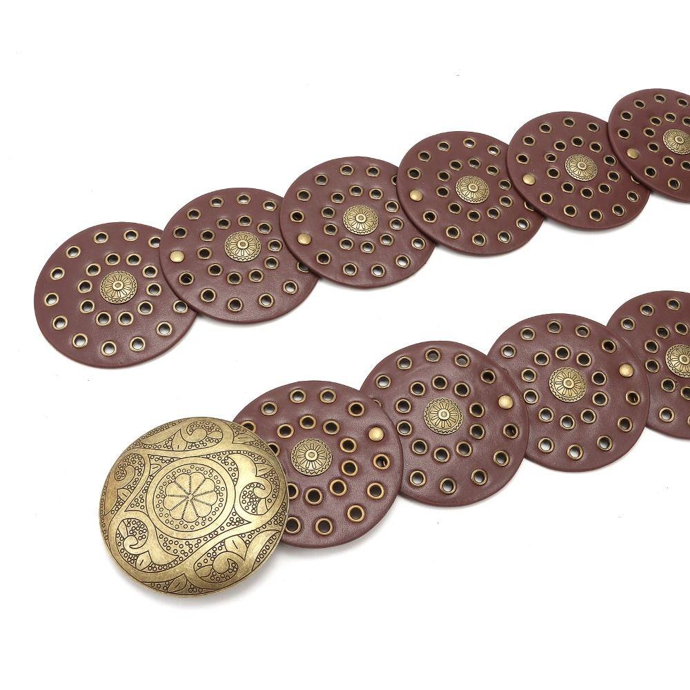 Exaggerated Cowboy Hollow Belt Western Style Wide Disc Belt Disc Belt for Women