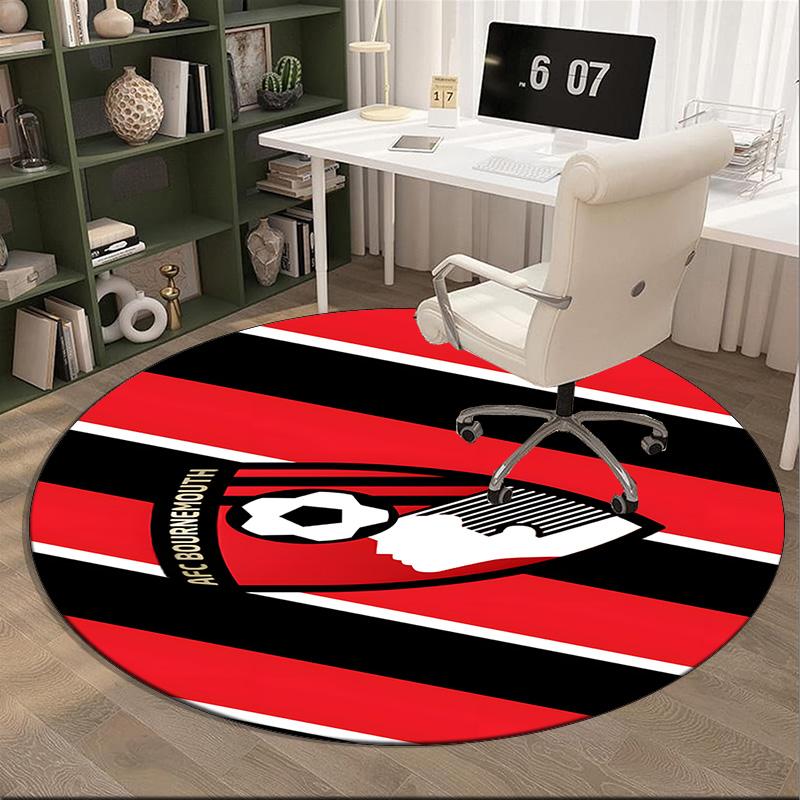 1PC round rug Soccer Ball Afc Crest Printed , Round Chair Rug, Decorative Carpet Floor Mat, Fan gifts Christmas gift