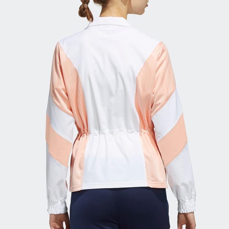 Adidas Нео-цветной блок ретро воротник стойка повседневная спортивная куртка женская куртка белый розовый EI4265