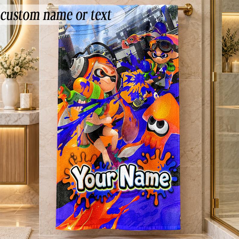 Beach TowelSplatoon Custom Name Text Personalized Soft Towel for Beach Pool Indoor Home Decor Gift