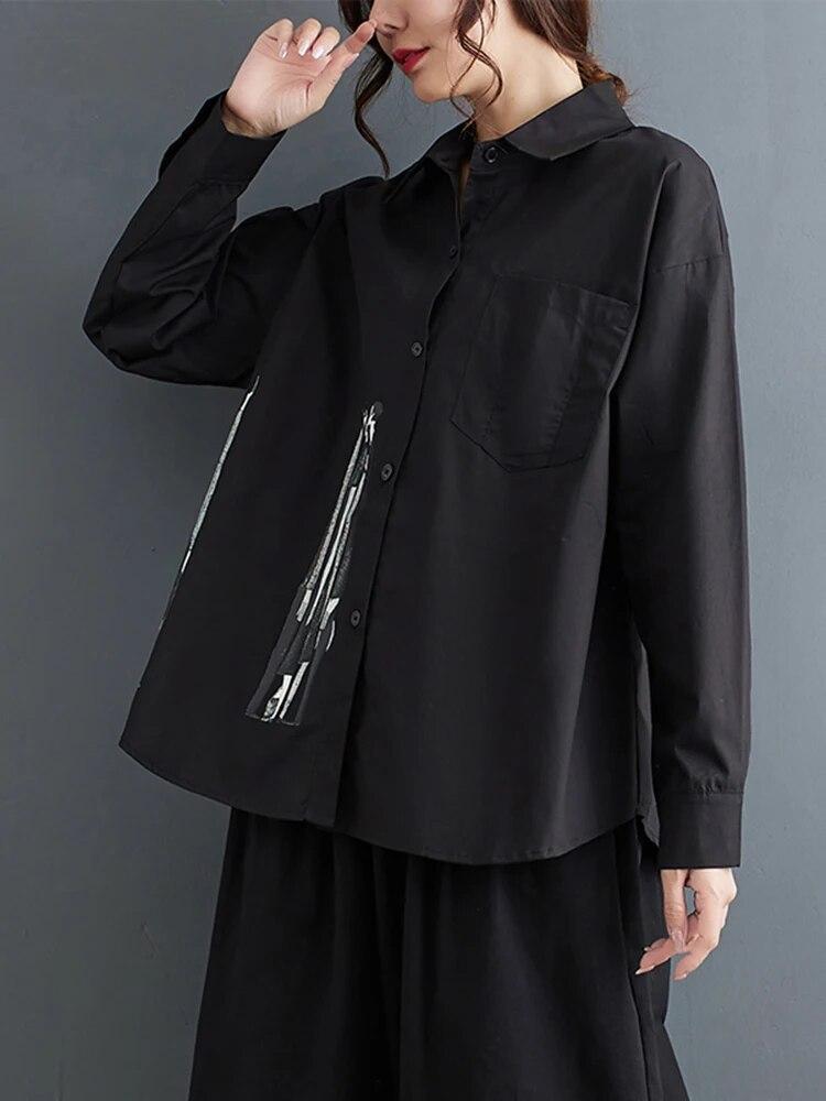 Xitao Простота повседневная женская рубашка свободный модный топ с длинным рукавом LYD1192