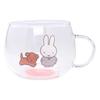 Kanesho Toki Dick Bruna Glass MIFFY and SNUFFY Made In 405154 "Miffy & Snuffy" Mug, Heat-Resistant, Approx. 400ml, Pink, Japan,