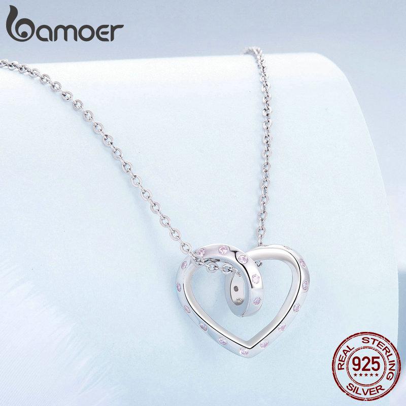BAMOER Стерлингового Серебра 925 пробы Романтический Твист Сердце Подвески Подвеска для Женщин Браслет DIY Ювелирные Изделия