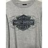 Совершенно новая последняя модель мужской футболки с длинным рукавом Harley-Davidson, серо-бело-черная колор-блок с принтом логотипа, круглый вырез, приталенный крой, мото-стиль