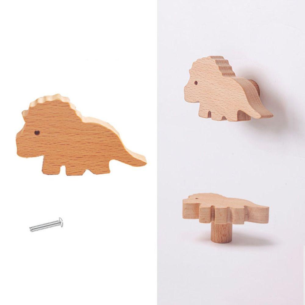 Милые крючки Деревянные дверные ручки Динозавр Шкафы Ящики Ручки Спальня