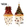 Plush Fabric Holiday Decor Lighted Christmas Ceiling Hanging Decor, Pre-Lit Tree Bell Pendant with Gift for Family Warm LED, Porch Doorway Ornament,