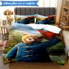 3PCS Red Hat Bear In The City Bedding Set,Including 1pc Duvet Cover And 2pcs Pillowcases Perfect for Bedroom, Dormitory, Fan Christmas gift