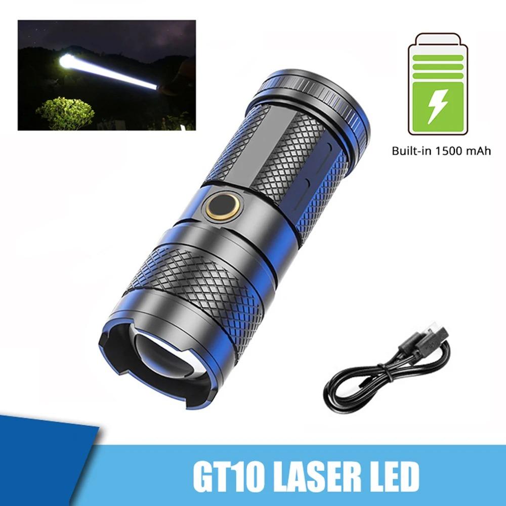 High Power White Laser Flashlight LED Outdoor Zoom Multifunctional Flashing Rechargeable Power Bank Strong Light P50 Flashlight
