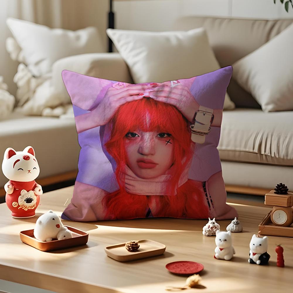 YUQI Chinese Singer Cushion Cover Silky Short Plush Invisible Zipper Dustproof Sofa Pillow Case for Home Decor