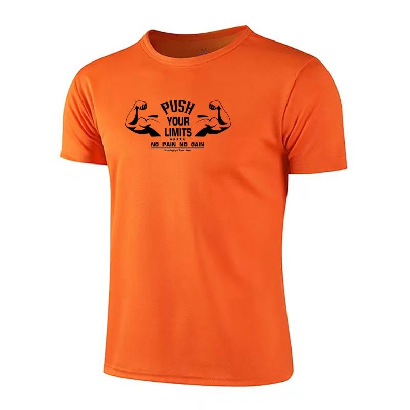 Мужская летняя быстросохнущая футболка из полиэстера с круглым вырезом для бега и фитнеса