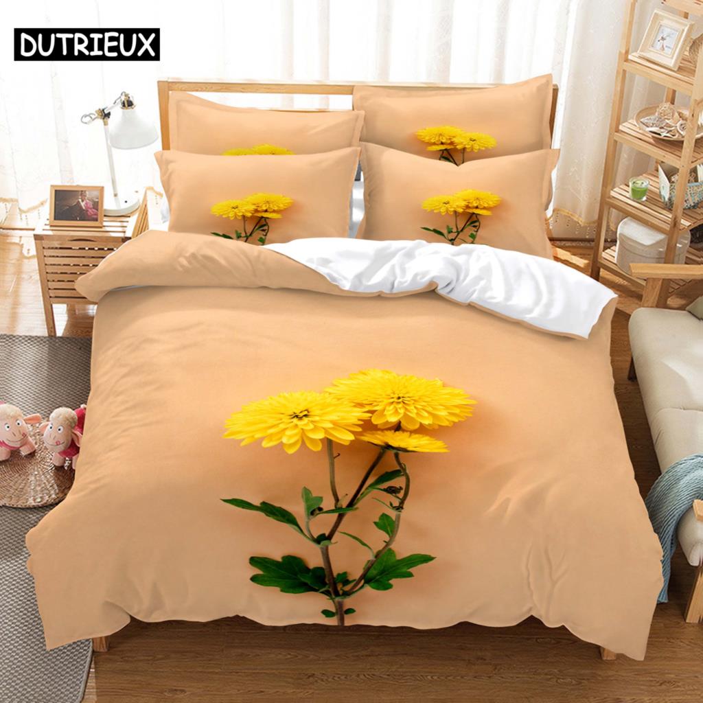 3D HD Flower Quilt Cover Pillow Case Rose Sunflower bed Set Linen Duvet Tulip King Queen Twin Single Double 3PCS 2PCS Textile
