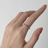 Hejia Sterling Silver Pig Nose Chain Ring: Women's Simple Versatile Japanese & Korean Style Stackable Diamond Interlocking Index Finger Ring