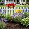 Flower Shaped Bird Bath Stand Metal Bird Water Dispenser Bird Bath Bowls Flower Garden Stake  Patio
