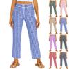 Женские модные клетчатые брюки кэжуал прямого кроя с эластичной талией