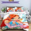3 шт. Комплект постельного белья Winx Club Застежка на пододеяльнике Включает 1 пододеяльник и 2 наволочки, Мягкий и удобный для всех сезонов.