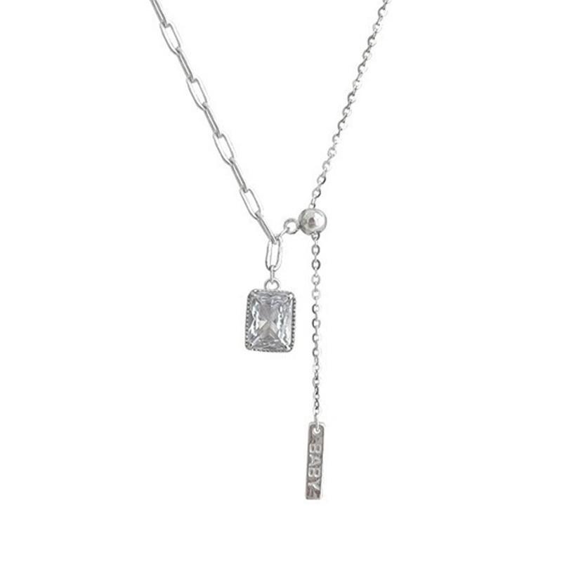 Womens Geometric Tassel Necklace O-Chain Square Pendant Luxury Small Design Festival