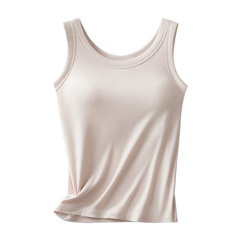 Женский топ из хлопка и модала в рубчик с нагрудными вкладышами, цельный низ, нижнее белье больших размеров с защитой от воздействия внешней среды