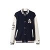 Lifestyle Series Color Block Letter Single-Breasted Comfortable Breathable Loose Baseball Jacket Women Jacket Blue 162518701S-1
