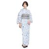 Kyoto Kimono Yuzen Yukata Set with Floral Summer Cotton Red Plum Blossoms Women's Obi, 2-Piece Set, Print, Kimono, (Blue)