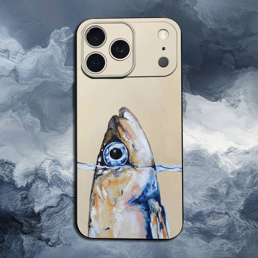 Чехол-кейс 'Сардины Океан' для iPhone 11,12,15,14,13,16,17,Plus,Pro Max,XS,X,XR,SE,Mini,8,7,Мягкий Силикон Черный