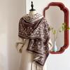Winter Luxury Women'S Two-Sided Pashmina Wrap Flower Jacquard Imitation Cashmere Scarf Thick Warm Design For Casual Wear