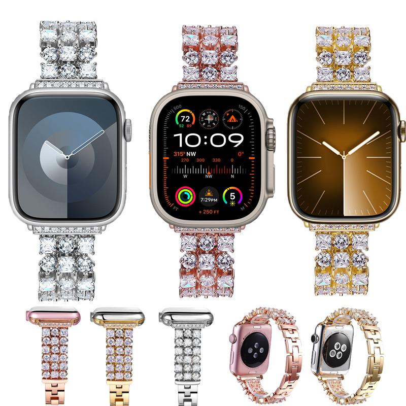 Классический ремешок с бриллиантами для Apple Watch Ultra 2 49 мм 46 мм 44 мм 38 мм 40 42 мм роскошный женский браслет для iWatch Series 10 9 8 7 45 41 мм
