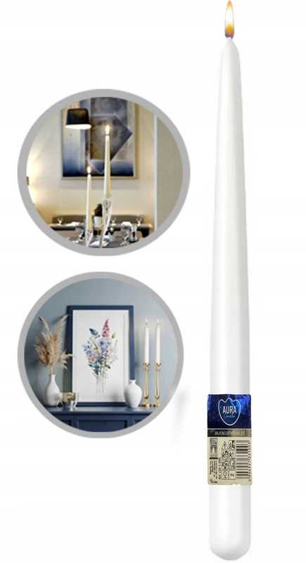 Aura Tapered Table Candle White 7H 1 Piece S30-1-090