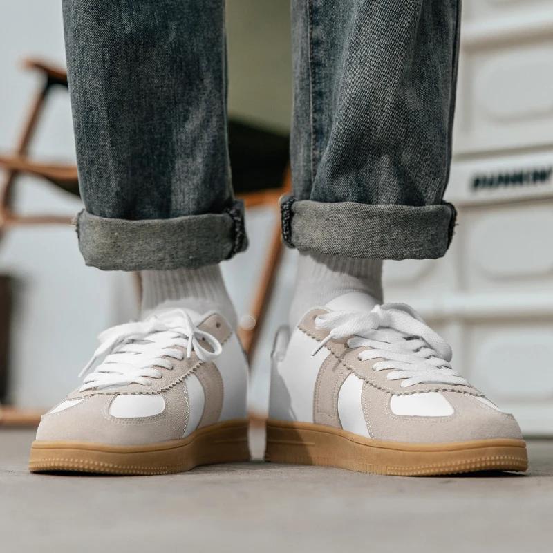 735 White Shoes for Man Casual Loafers for Men Shoes  New Genuine Leather Men Sneakers Luxury Brand Flat Summer Woman Trend