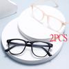 2Pcs Unisex Square Plastic Frame Trendy Anti-Blue Light Clear Glasses For Back To School Clothing Accessories.