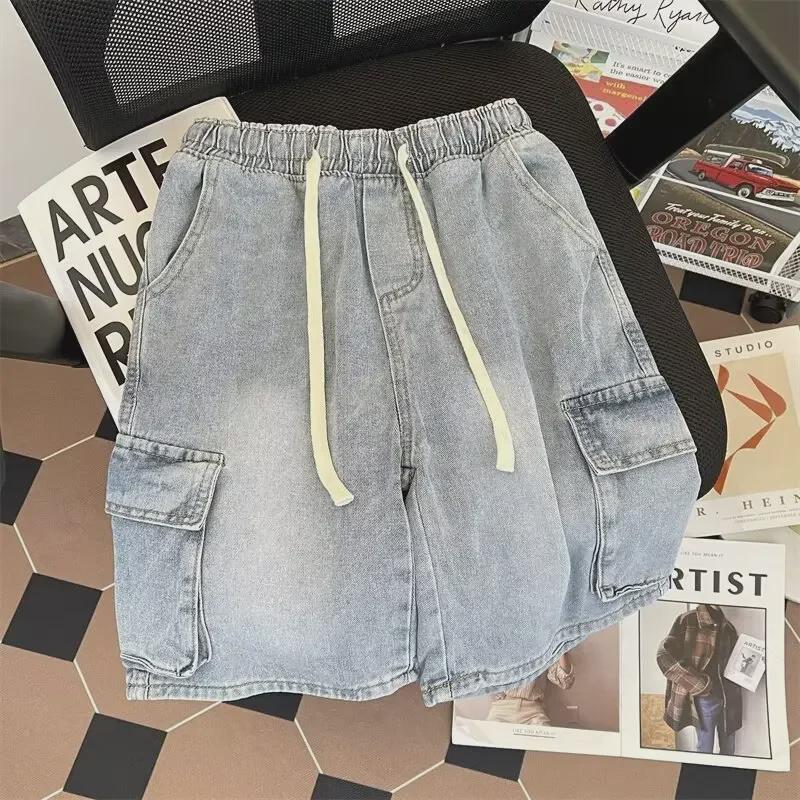 Men's Casual Loose Fit Drawstring Denim Shorts