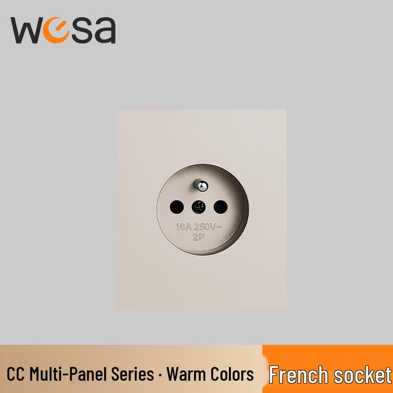 WESA European Standard Multi-hole Socket Panel with Warm Colors, Flame Retardant Protection, and Simple European Style Switch
