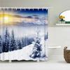 Winter Cedar Trees Natural landscape Shower Curtains Bathroom Curtain Frabic Waterproof Polyester Bathroom Curtains with Hooks