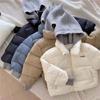 Winter Baby Toddler Boy Korean Style Knitted Patchwork Hooded Jacket Coat Thicken Outdoor Wear