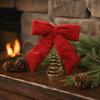Shock Resistant Polka Dot Bow Tree Topper Cloth Christmas Tree Top Decoration  Table Display