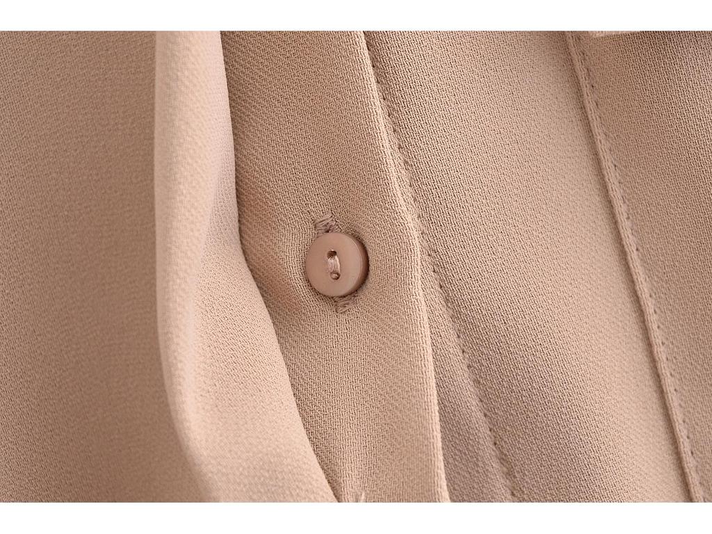 2025 Весна Женская Креповая Свободная Рубашка и Повседневные Длинные Брюки - Евро-Американский Стиль