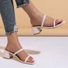 Women Chunky Slippers Mid Heels Slingback Shoes Sexy Ladies Sandals Summer New Trend Casual Flip -Flops Pumps Women Slides