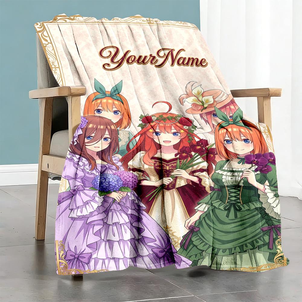 Quintessential Quintuplets Personalized Text Blanket Multi-purpose Customizable Blanket Durable Comfort Throw For Office Living Room Office Chair
