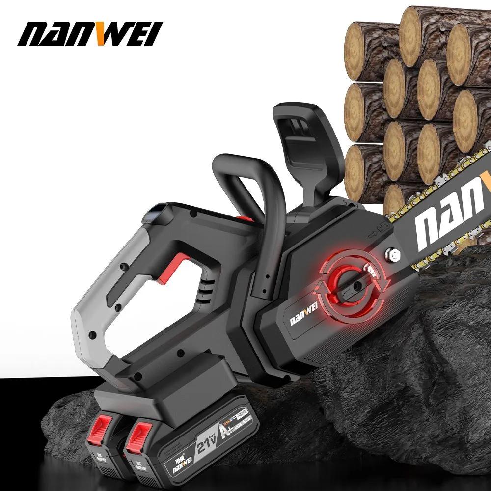 NANWEI 16-inch Lithium Battery Chainsaw Set, Featuring A 3000W High-power Brushless Motor, Rechargeable Single-hand Logging Chainsaw.