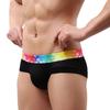 Men U Convex Panties Sexy Mesh Hole Underwear Shorts Home Panties Low Waist Underpants Colorful Waistband Patchwork Briefs Underwear